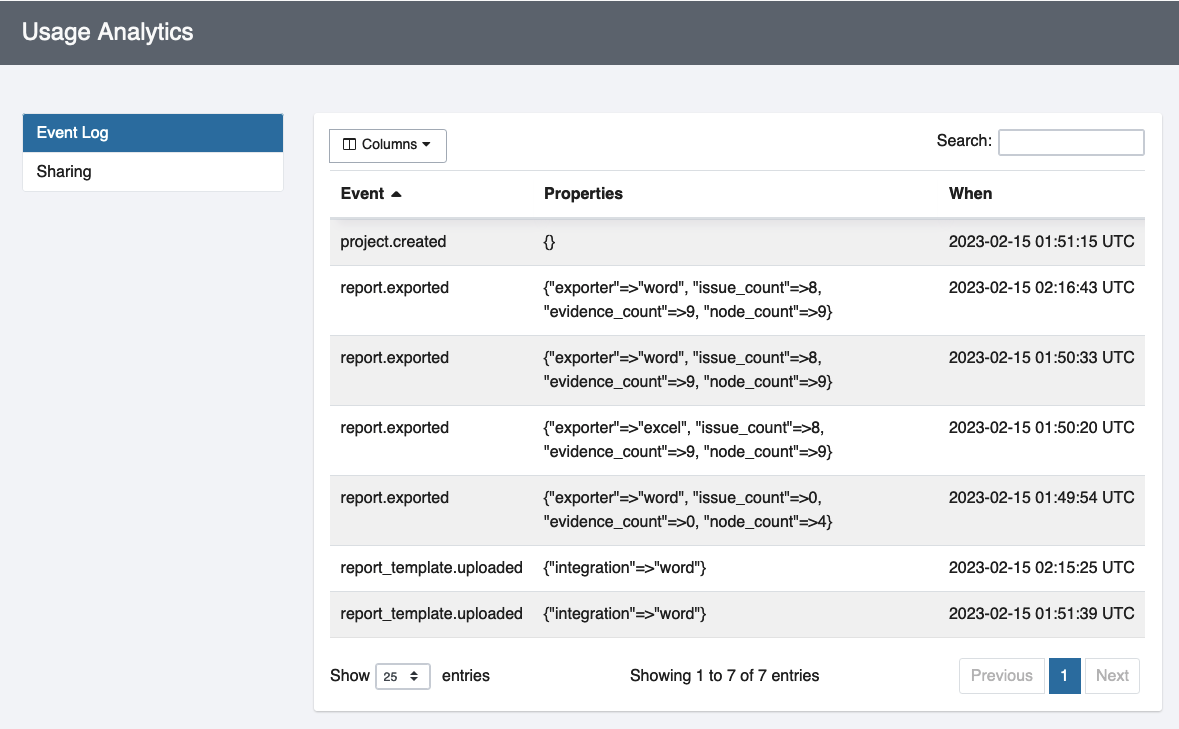 Opt in usage analytics screenshot