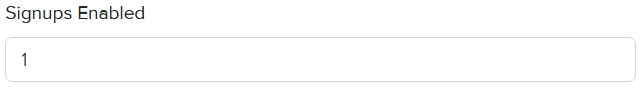 Signups enabled option set to 1