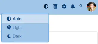 Screenshot of the Dradis dark mode button