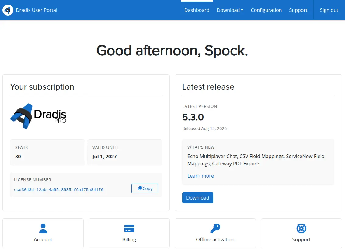 Dradis Framework Users Portal dashboard