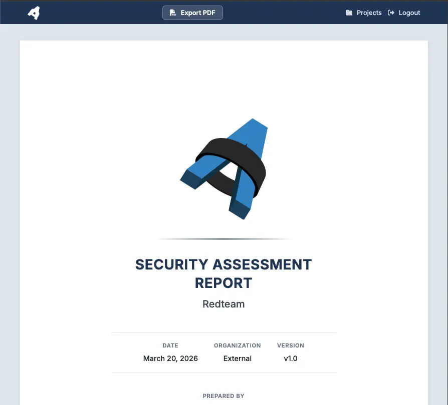 Screenshot of a project using the Dradis Gateway Athena theme