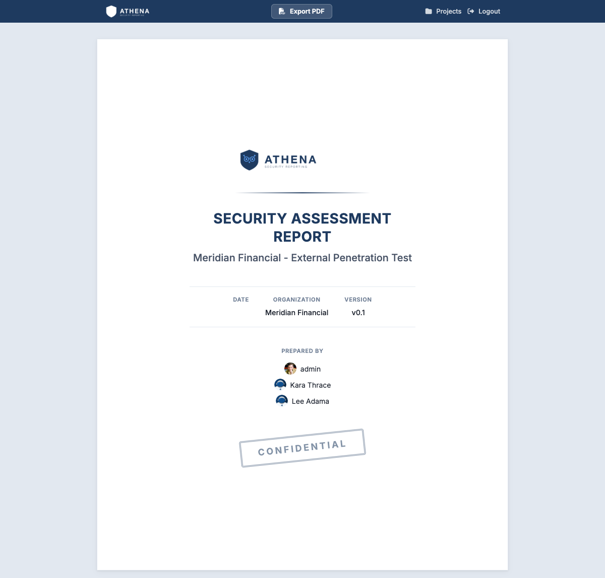HTML export result using "Athena" Gateway theme
