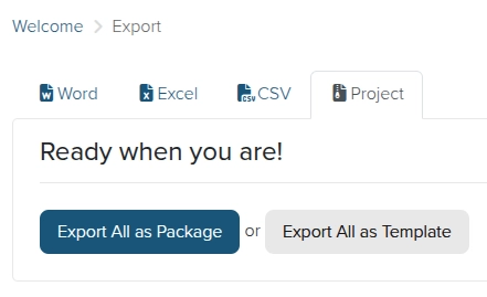 Screenshot of the Dradis project export view