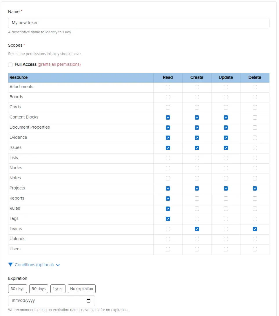 Screenshot of the Dradis PATs view