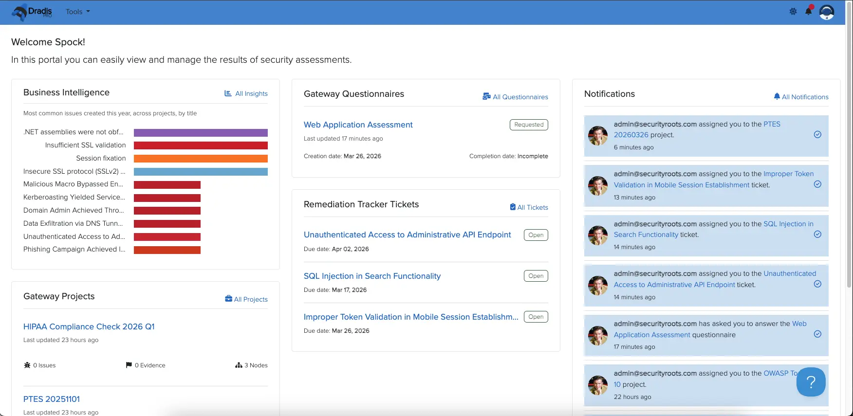 Screenshot of the Results Portal dashboard
