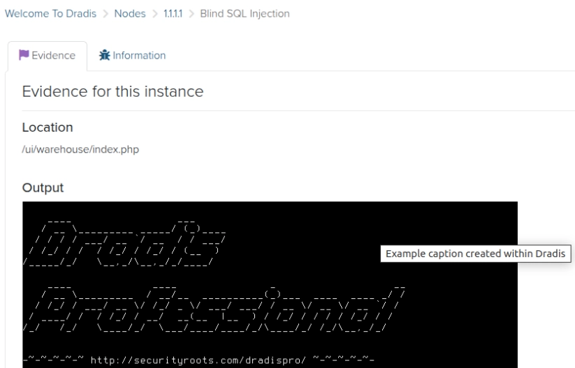 Screenshot of a Dradis image caption