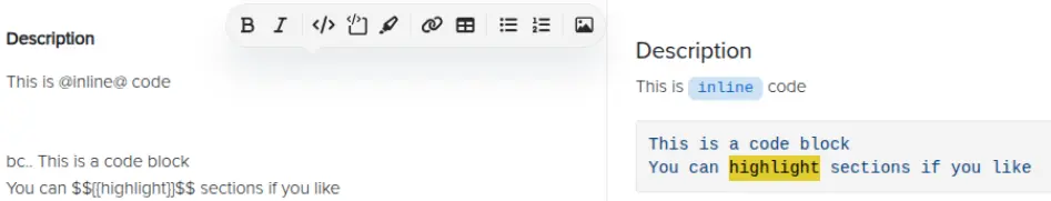 Screenshot of Dradis editor menu and code output