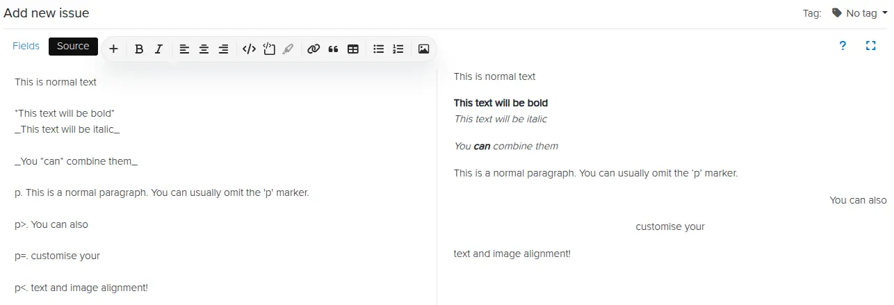 Screenshot of the Dradis editor toolbar