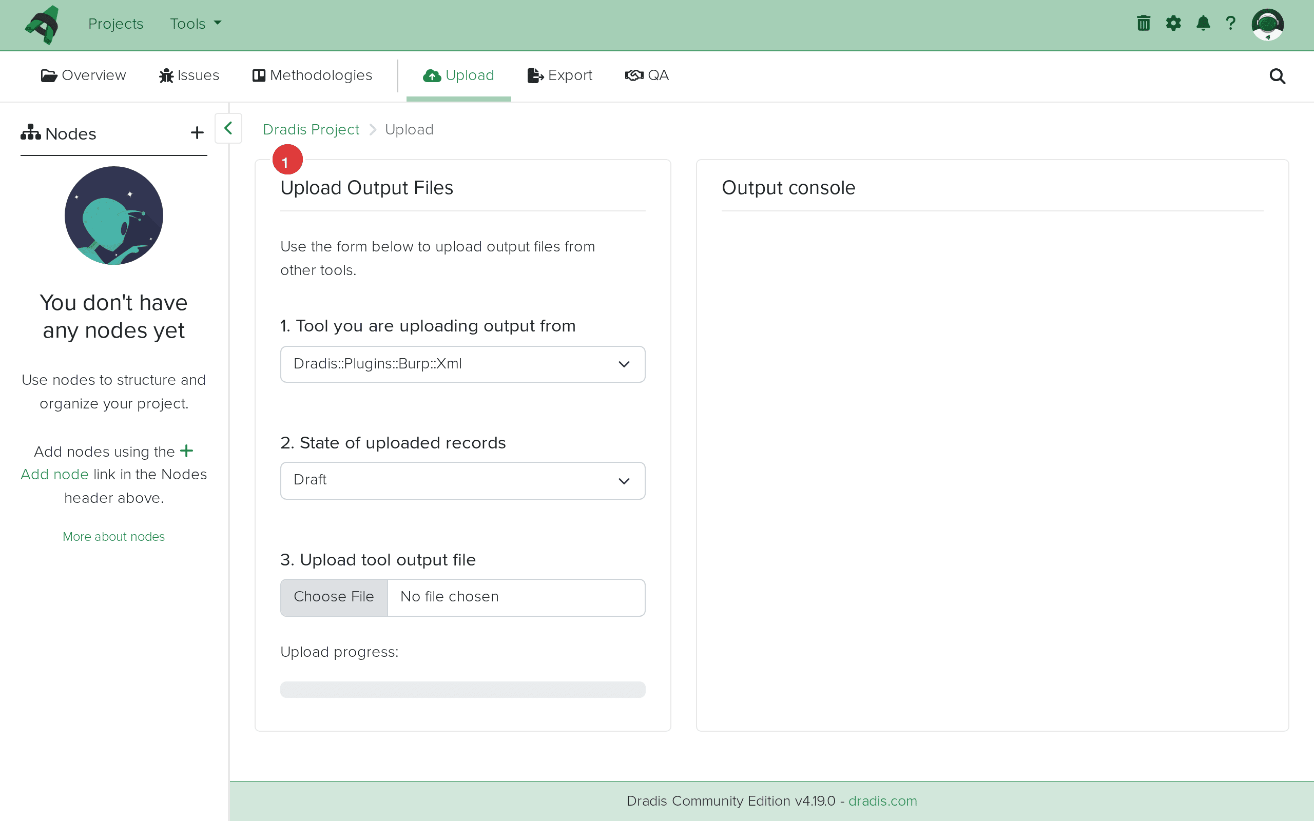Burp::Xml selected in the plugin dropdown