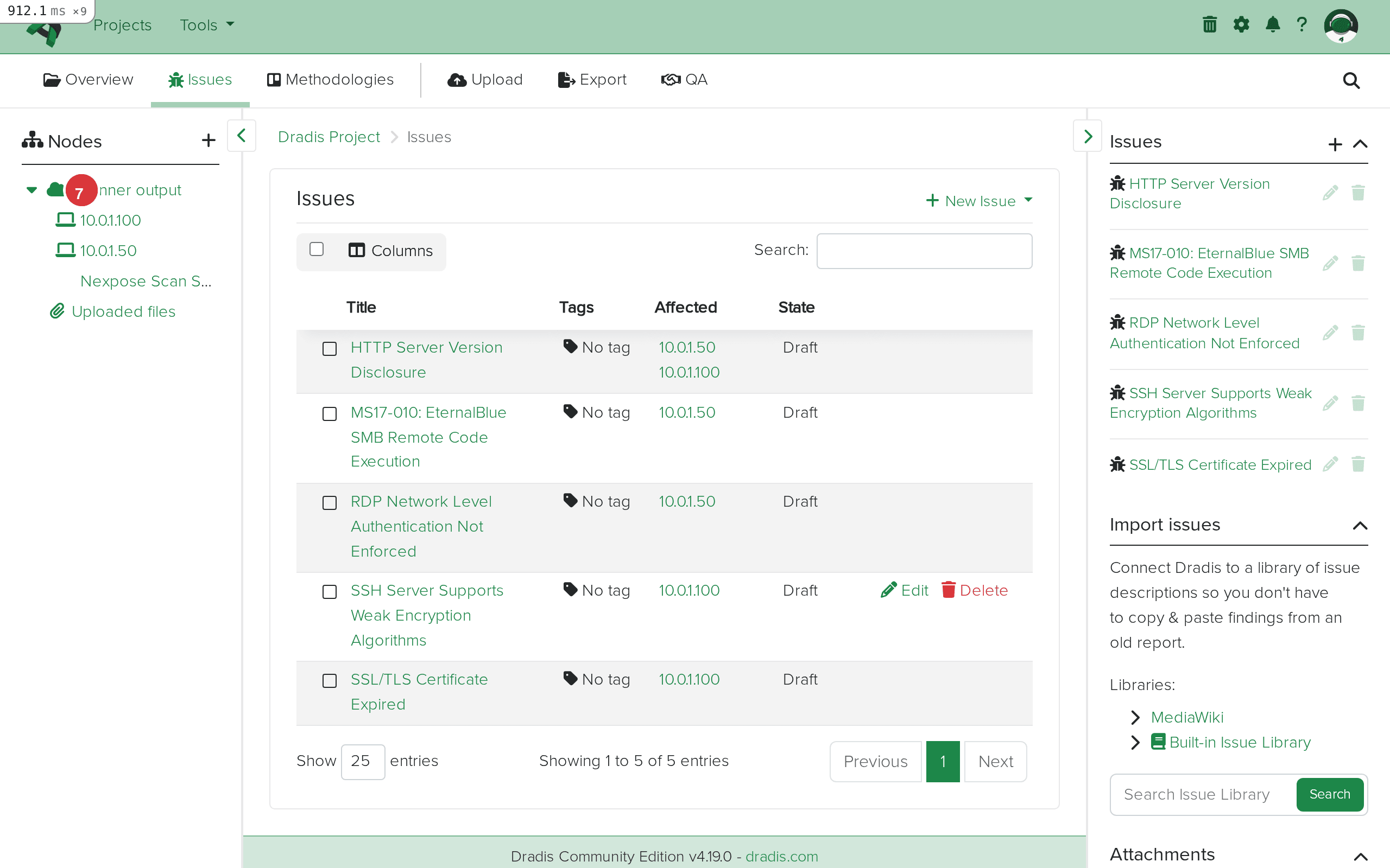 Sidebar showing expanded node tree with host nodes