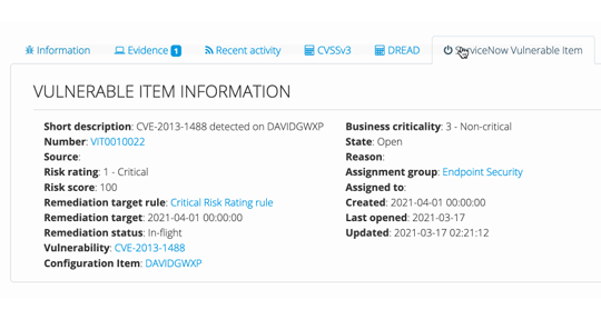 ServiceNow screenshot