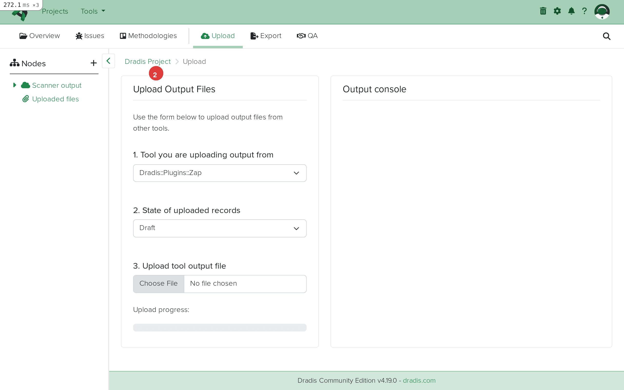 ZAP plugin selected in the dropdown