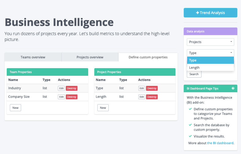 Screenshot of setting up custom metrics