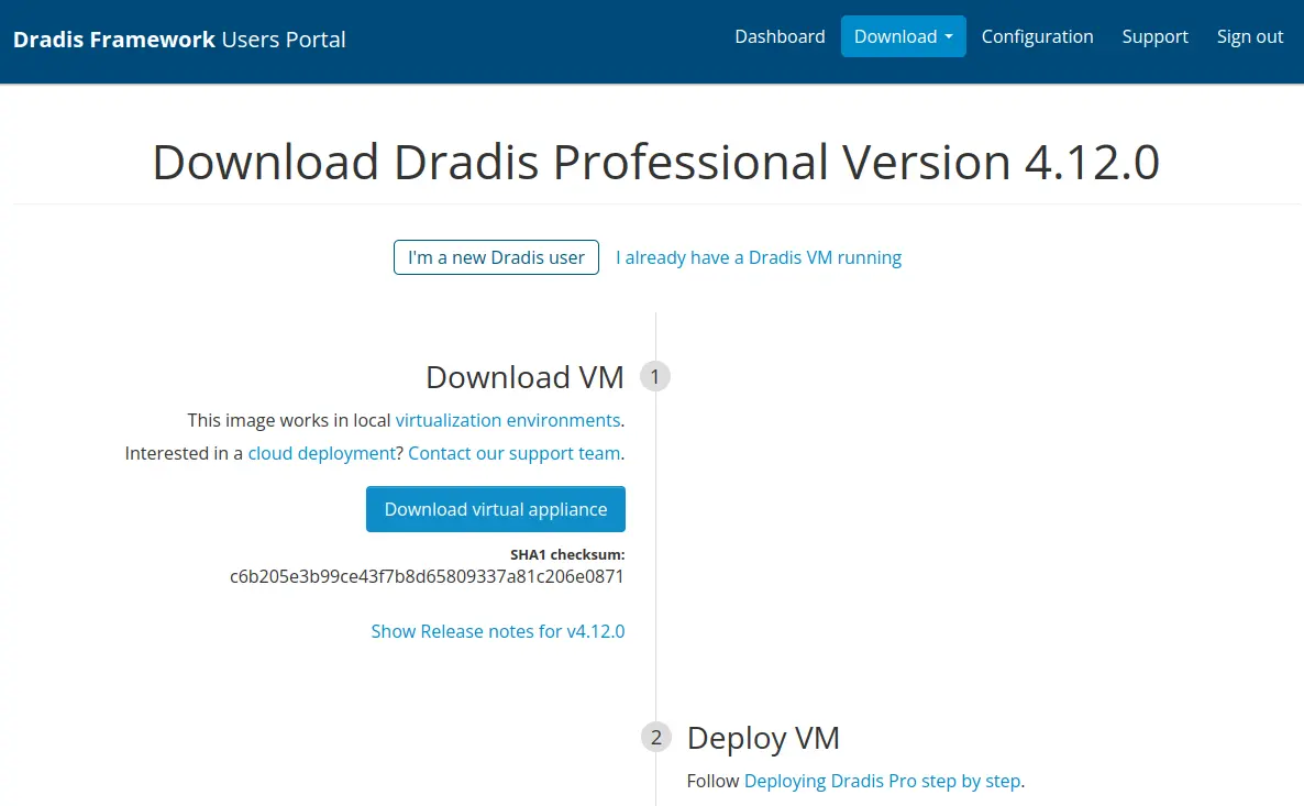 Screenshot of Dradis Professional download page