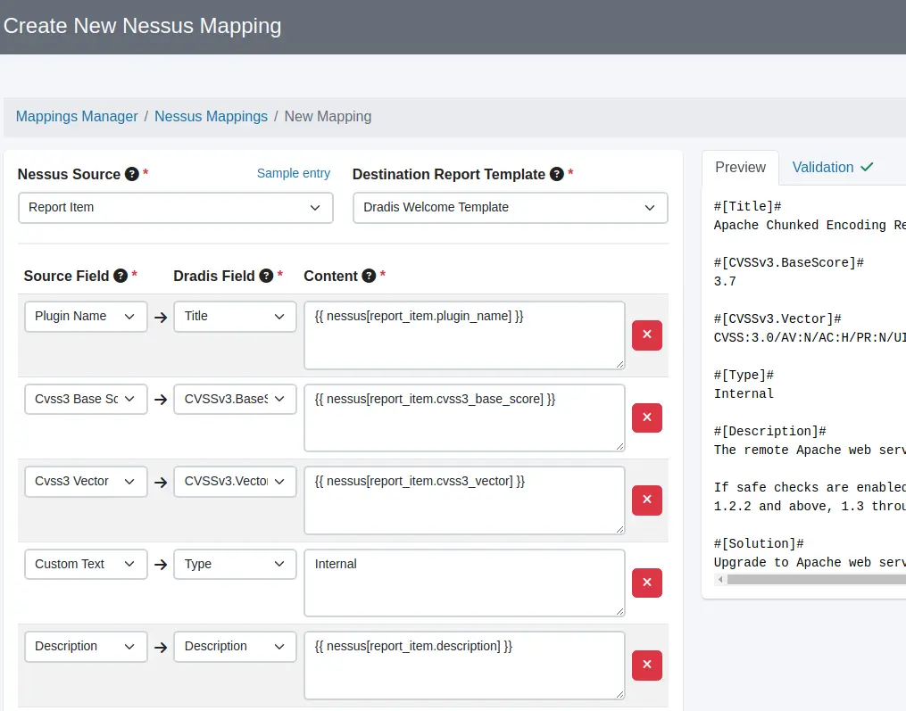 Graphic of the Dradis Mappings Manager