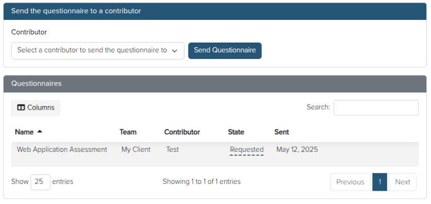Screenshot of the default Gateway results view