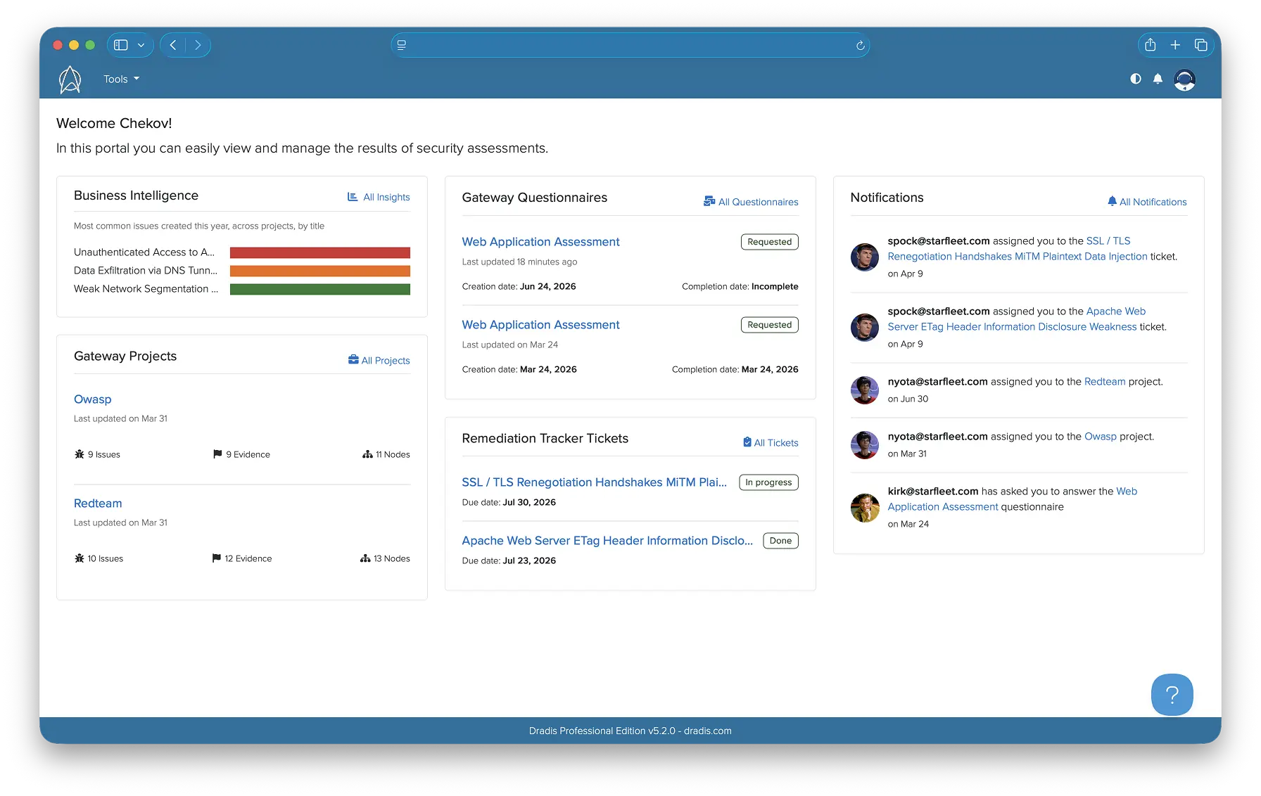 Gateway dashboard