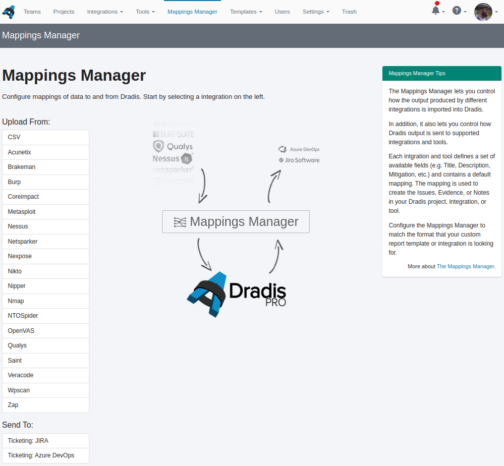 Main Mappings Manager interface with guidance on how it works