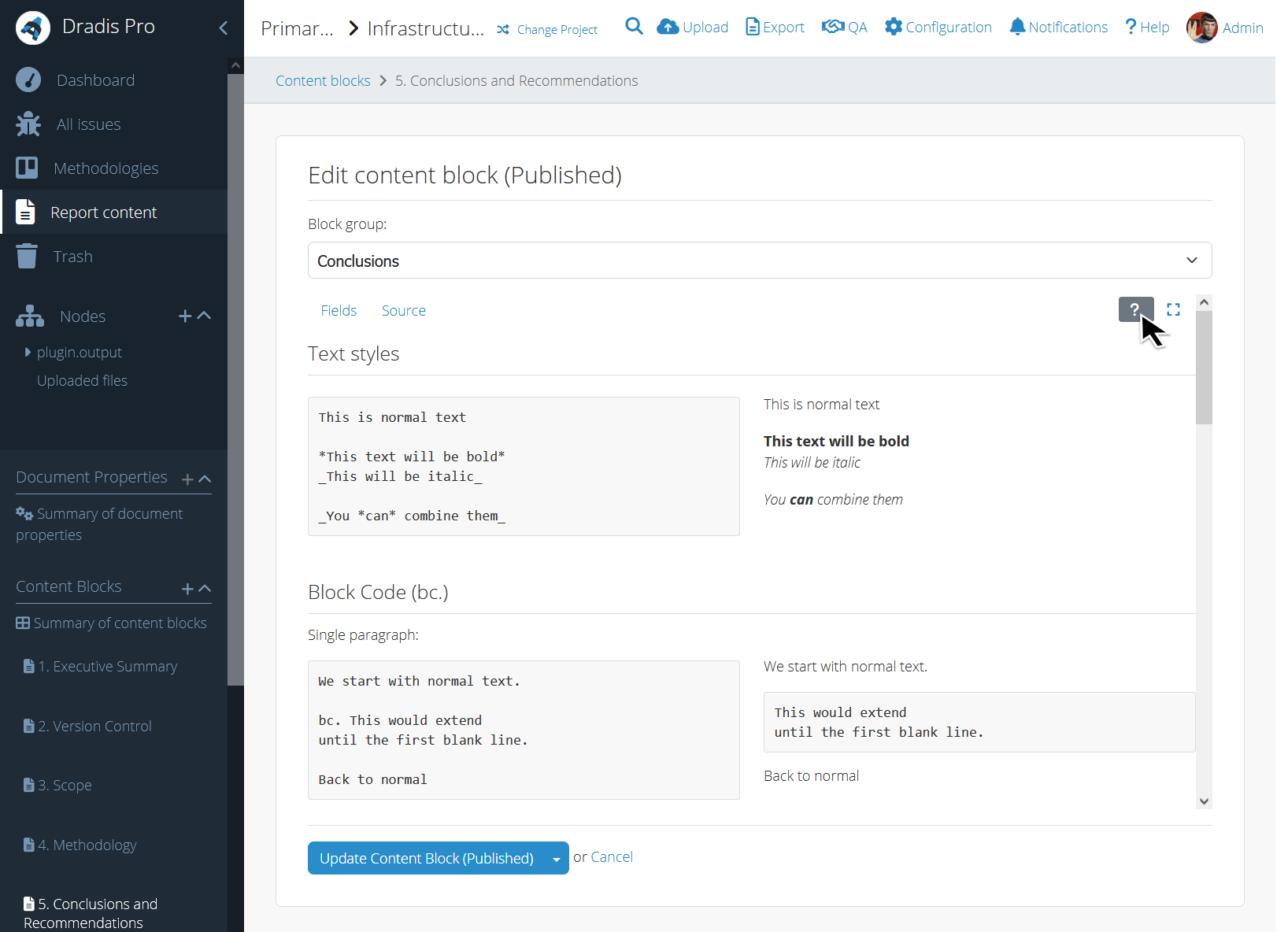 Note editor: formatting cheat sheet