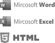 Word, Excel, and HTML logos